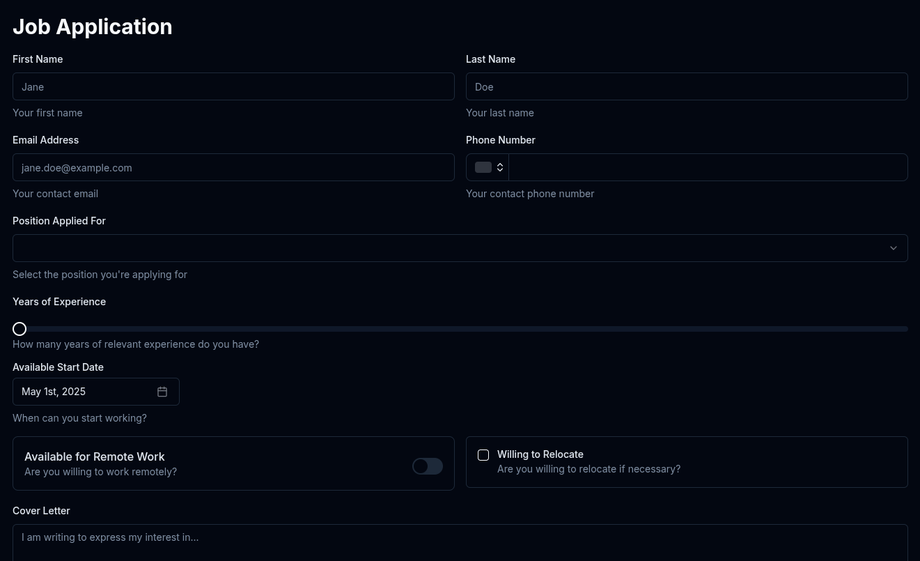 Job Application Form